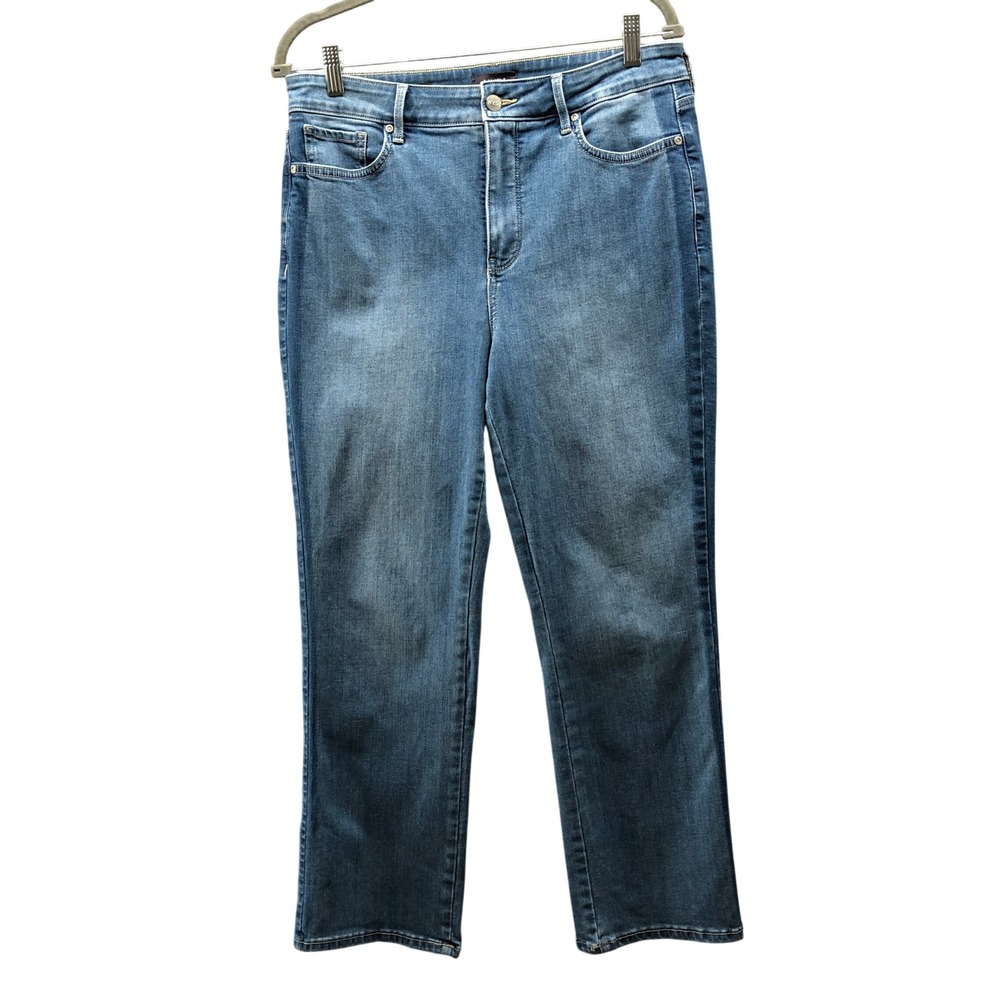 NYDJ Marilyn Straight Leg Jeans Womens 10 Blue Medium Wash Lift Tuck